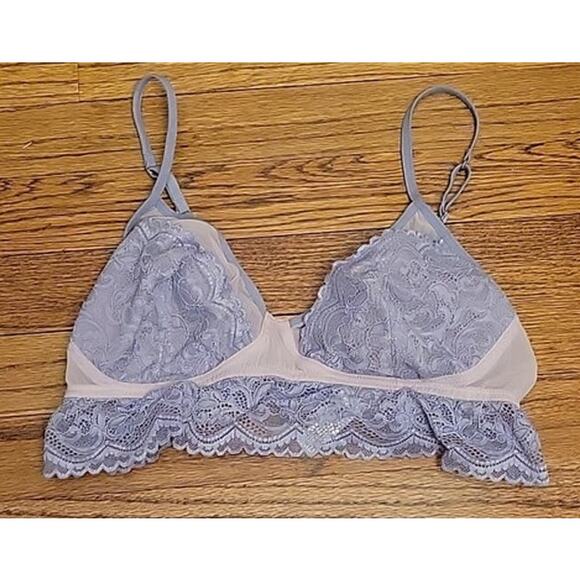 Pink & Gray Lace‎ & Mesh Adjustable Festival Party Feminine Bra Top - size M - Picture 1 of 3